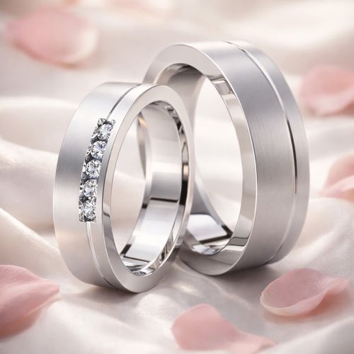 Carat Basic Designer 6mm His And Hers Diamond Wedding Ring Set (  )