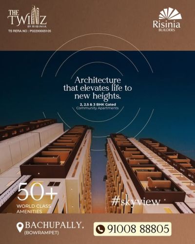 2 Bhk Flats For Sale In Bachupally,bowrampet | The Twinz By Risinia (