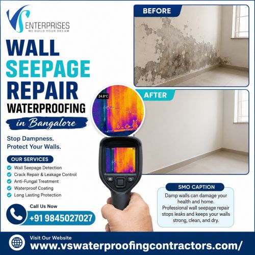 Wall Seepage Repair Waterproofing In Bangalore ( Buildings )