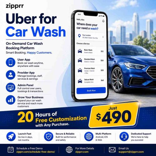 Zipprr Uber For Car Wash – The Ready-made Car Wash Business Platfor