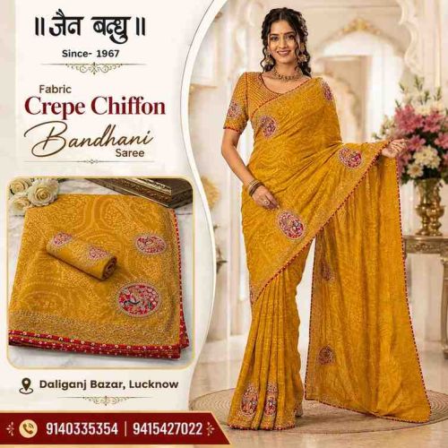 Crepe Chiffon Bandhani Saree | Festive & Party Wear Saree Collection 