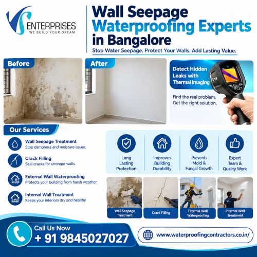 Wall Seepage Waterproofing Experts In Bangalore ( Buildings )